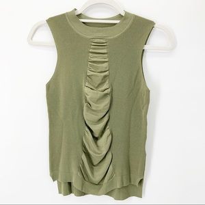 NWT Baloot Ribbed Mock Neck Sleeveless Ruched Top